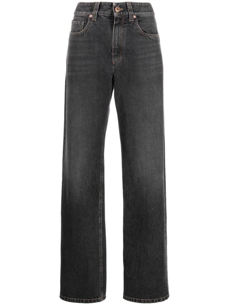 Grey High-rise Wide-leg Jeans