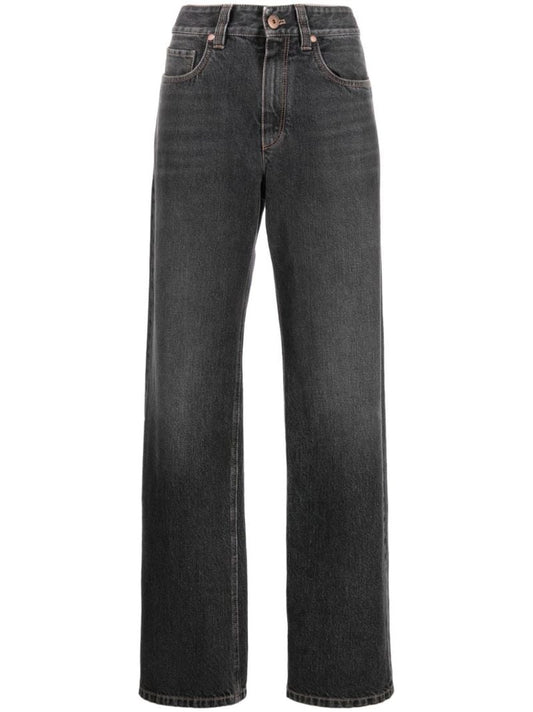 Grey High-rise Wide-leg Jeans