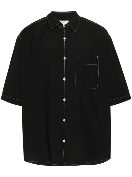Black Double-pocket Cotton Shirt