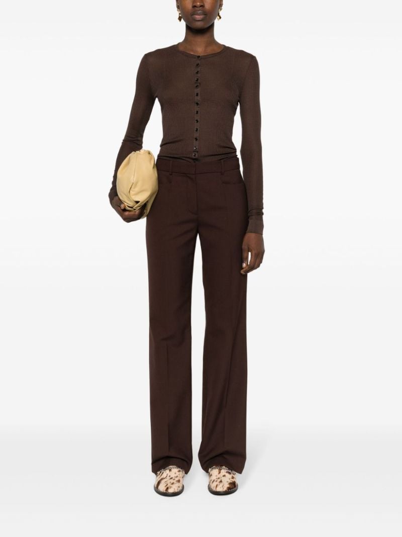Brown Buttoned Ribbed Top