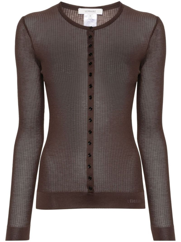 Brown Buttoned Ribbed Top