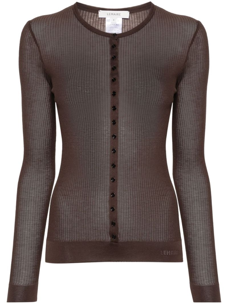Brown Buttoned Ribbed Top