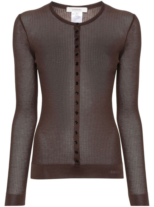 Brown Buttoned Ribbed Top
