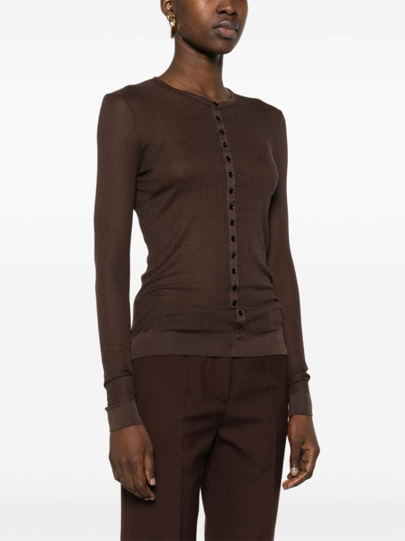 Brown Buttoned Ribbed Top