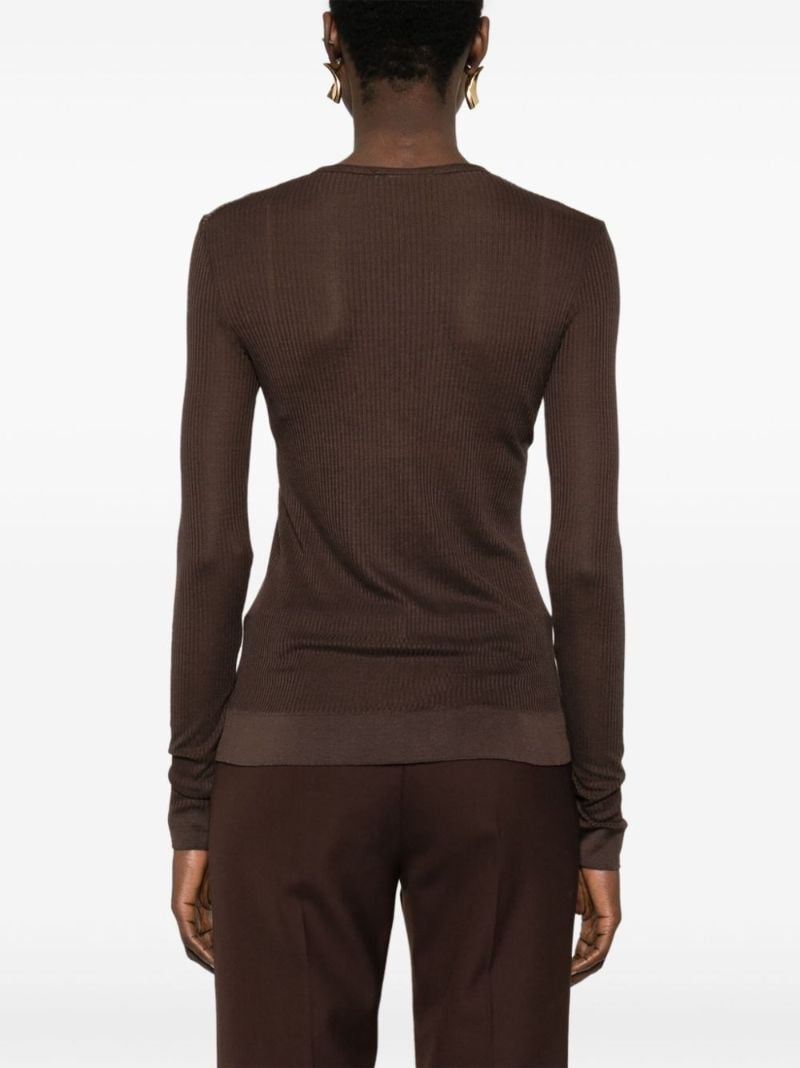 Brown Buttoned Ribbed Top