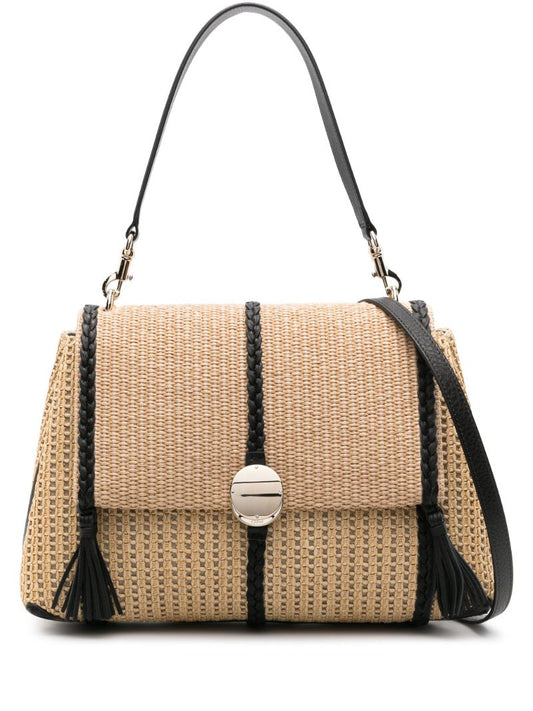 Neutral  Penelope Medium Raffia Shoulder Bag