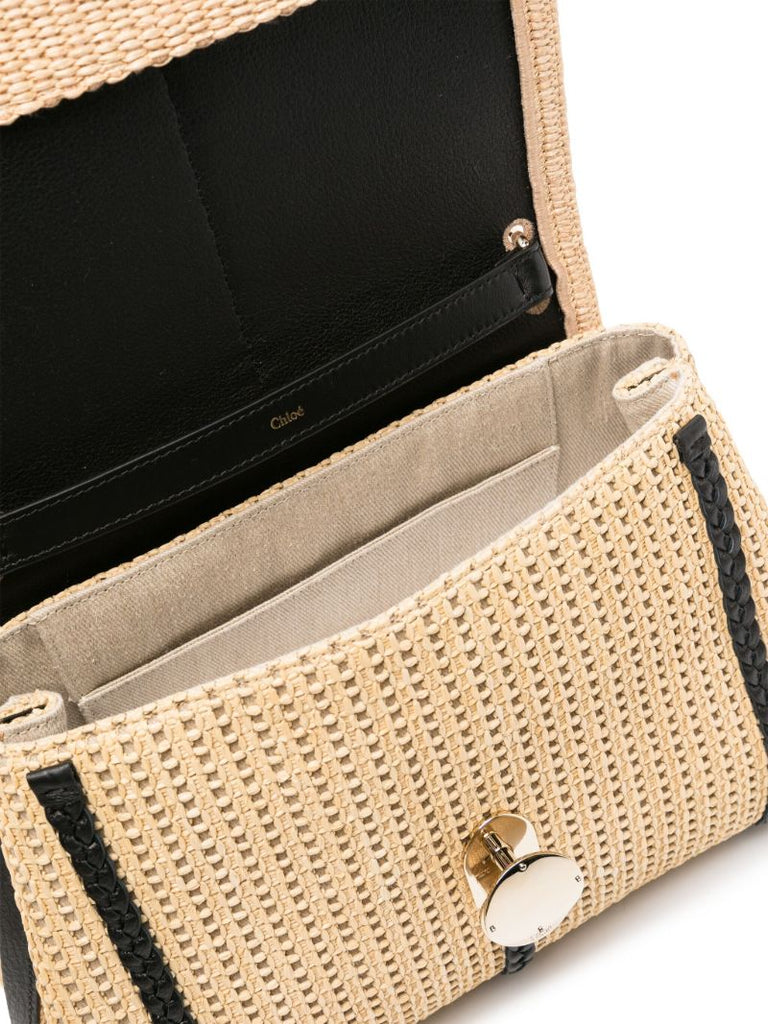 Neutral  Penelope Medium Raffia Shoulder Bag