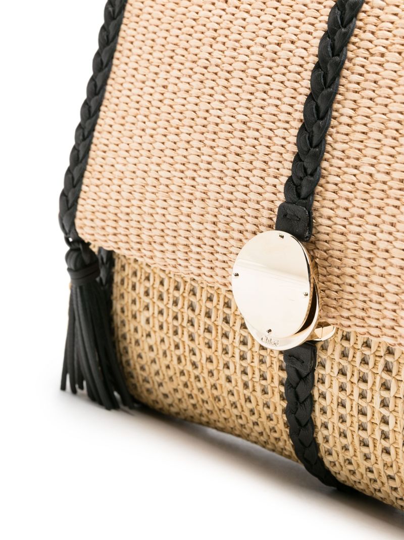 Neutral  Penelope Medium Raffia Shoulder Bag
