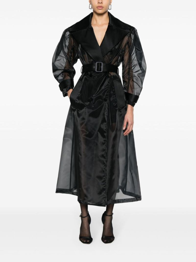 Black Semi-sheer Organza Trench Coat
