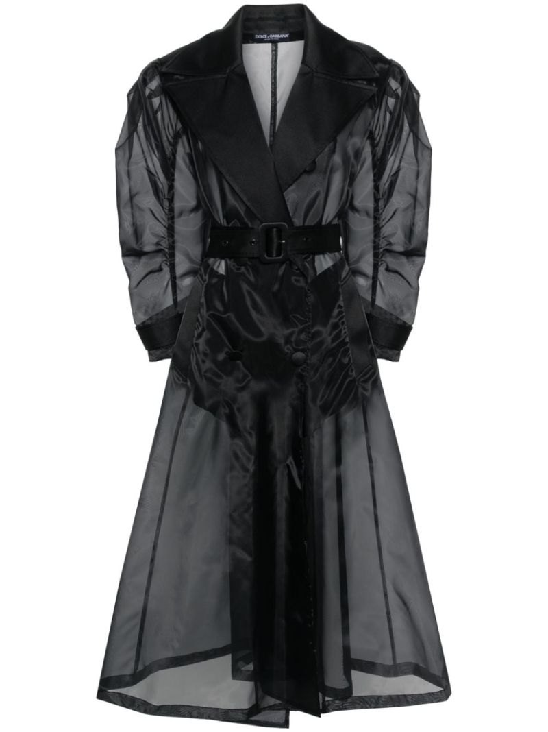 Black Semi-sheer Organza Trench Coat