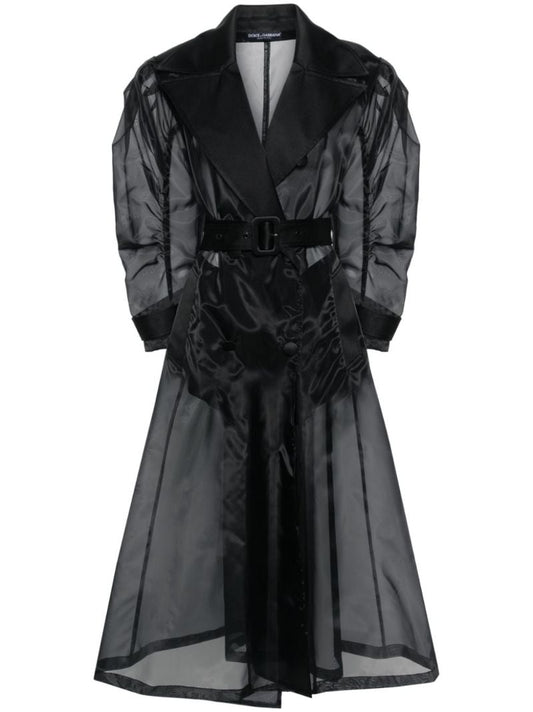 Black Semi-sheer Organza Trench Coat