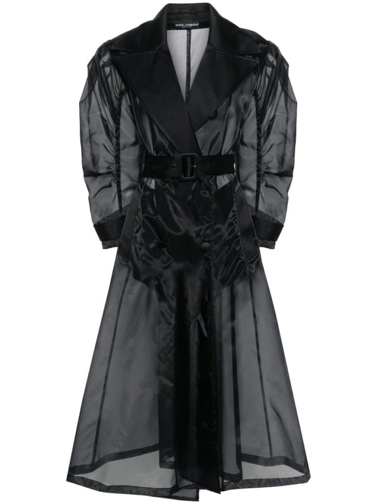 Black Semi-sheer Organza Trench Coat