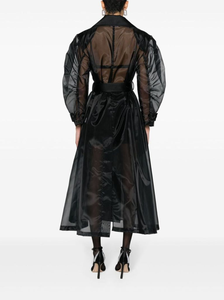 Black Semi-sheer Organza Trench Coat