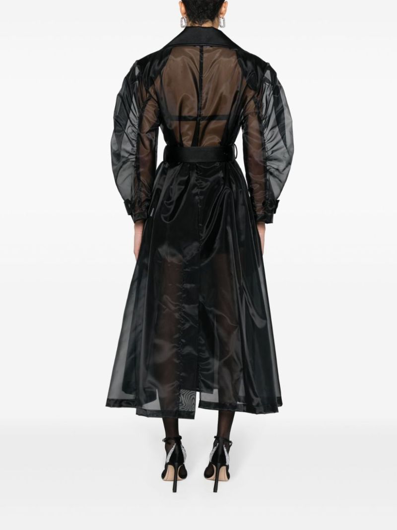 Black Semi-sheer Organza Trench Coat
