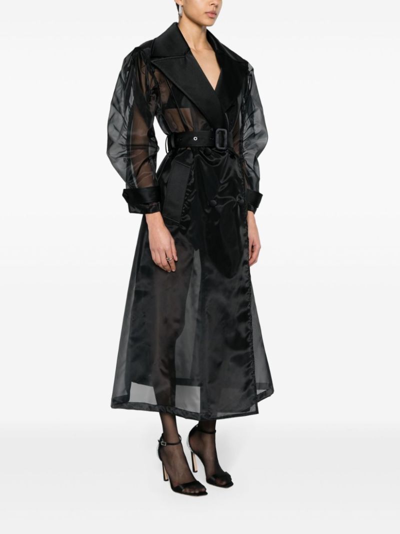 Black Semi-sheer Organza Trench Coat