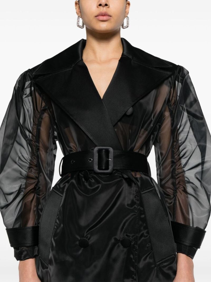 Black Semi-sheer Organza Trench Coat