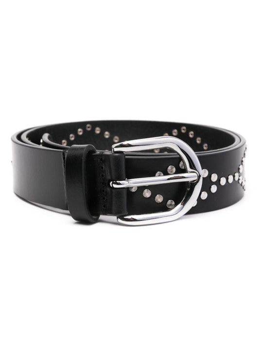 Black Stud-embellished Leather Belt