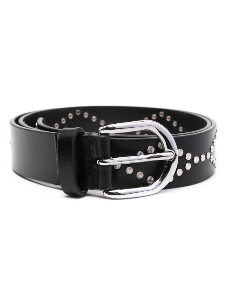 Black Stud-embellished Leather Belt