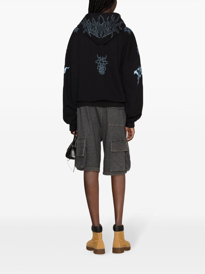 Black Spike-print Cotton Hoodie