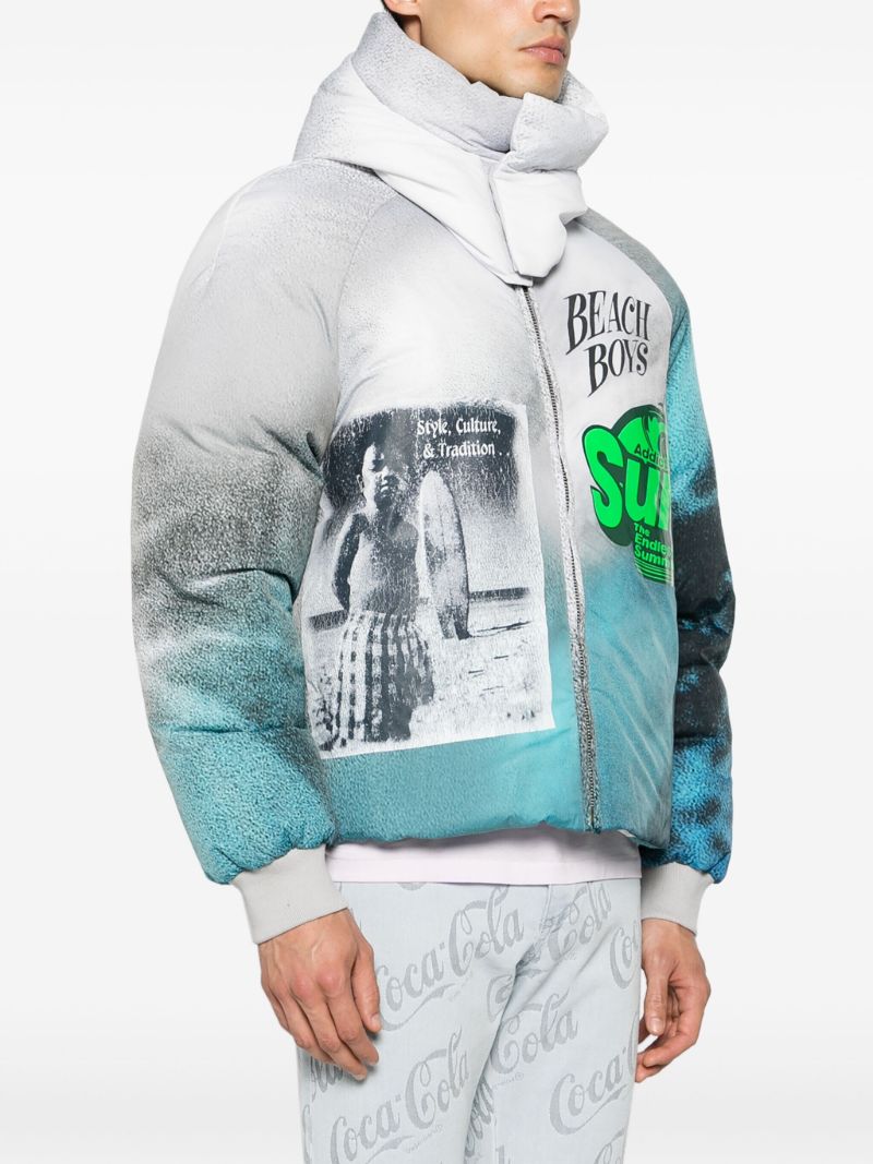 Multicolour Surf Print Detachable Hood Jacket