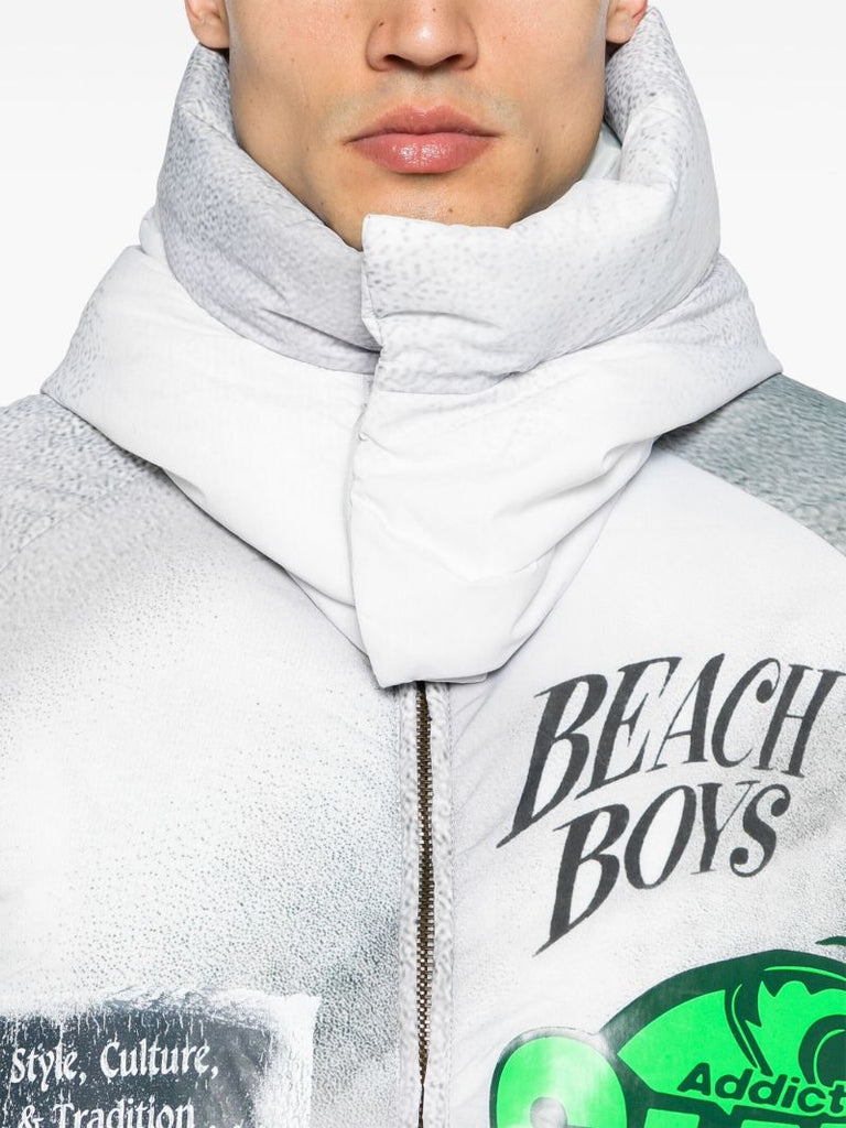 Multicolour Surf Print Detachable Hood Jacket