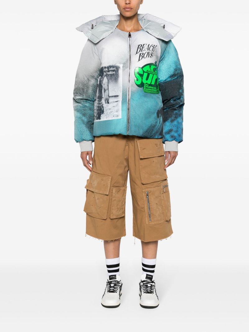 Multicolour Surf Print Detachable Hood Jacket