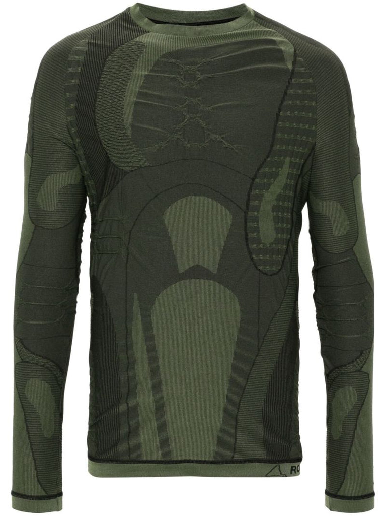 Green Seamless Panelled T-shirt