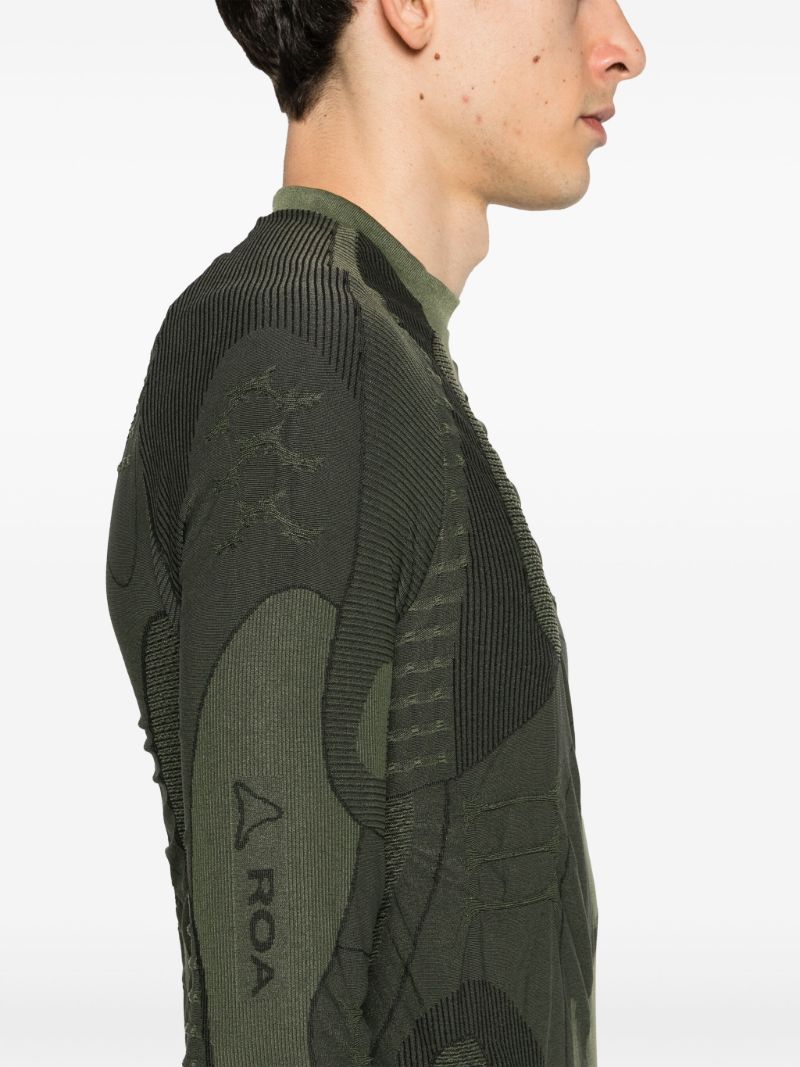 Green Seamless Panelled T-shirt