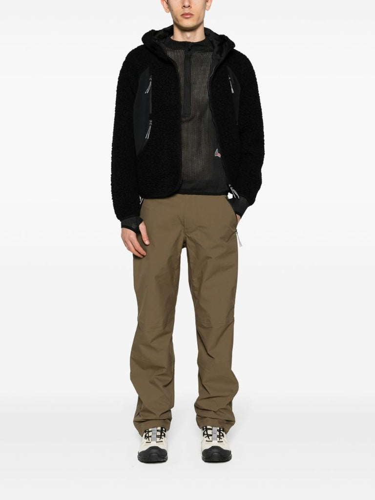 Black Mesh Zip-up Top
