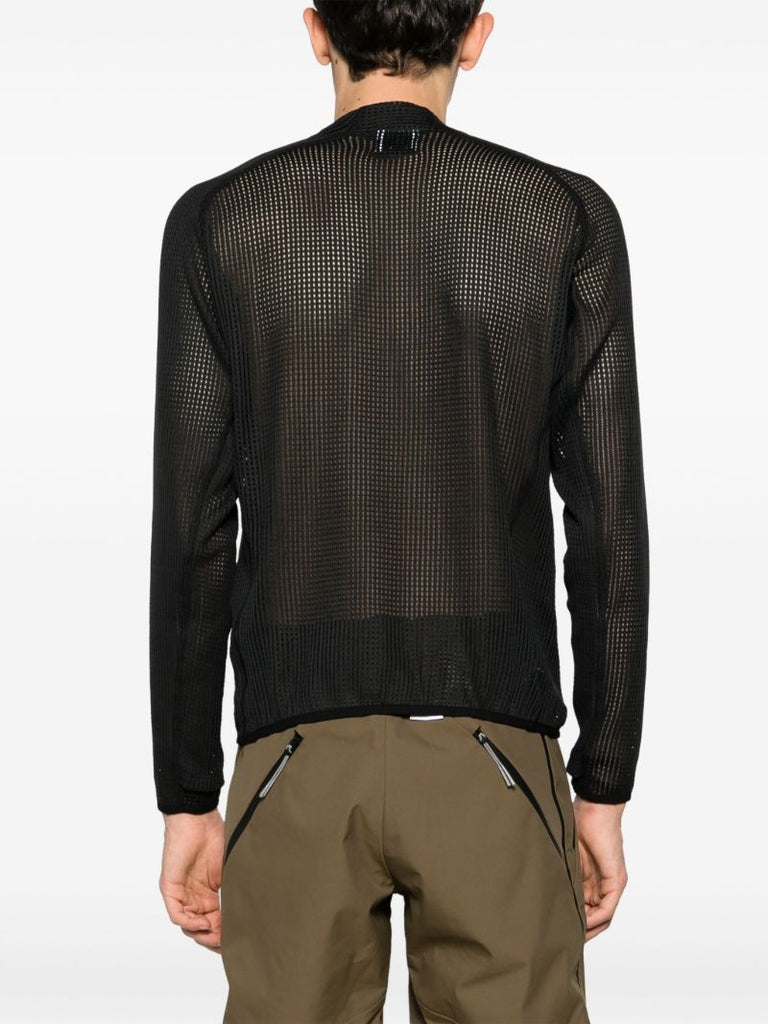 Black Mesh Zip-up Top