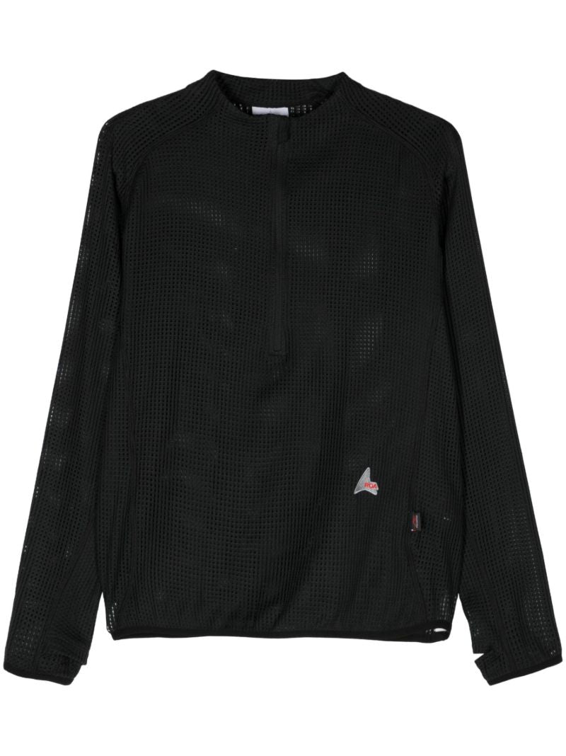 Black Mesh Zip-up Top
