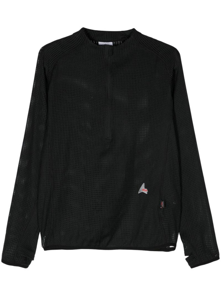 Black Mesh Zip-up Top
