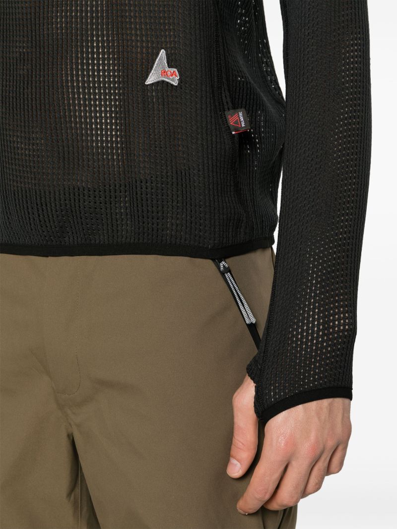 Black Mesh Zip-up Top