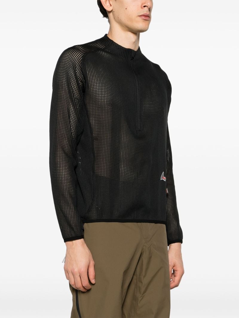 Black Mesh Zip-up Top