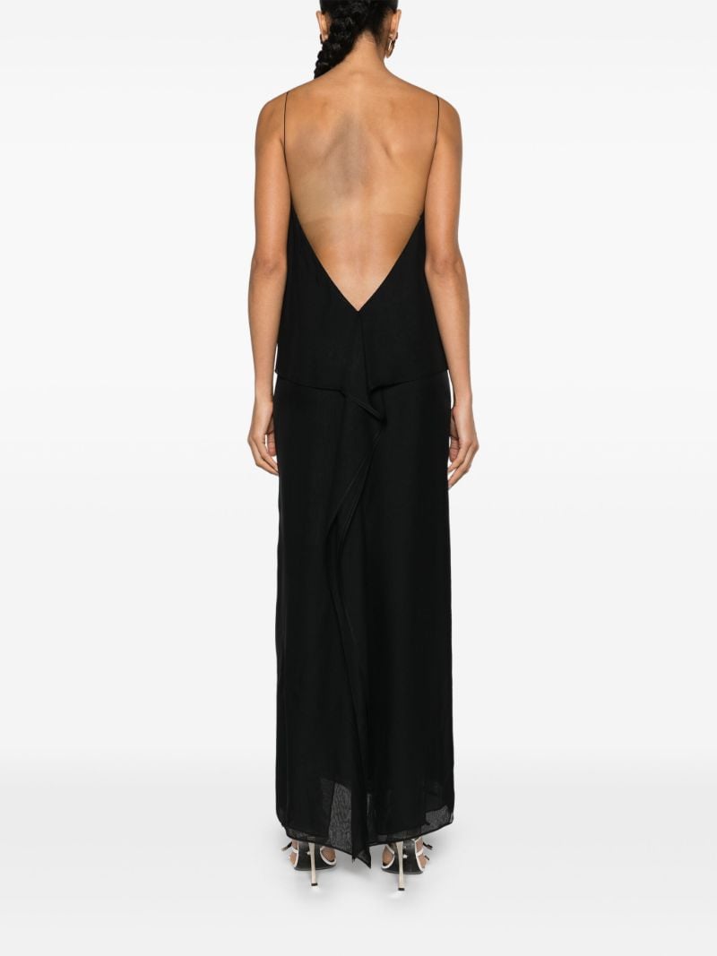 Black Shadow Rose-print Silk Dress
