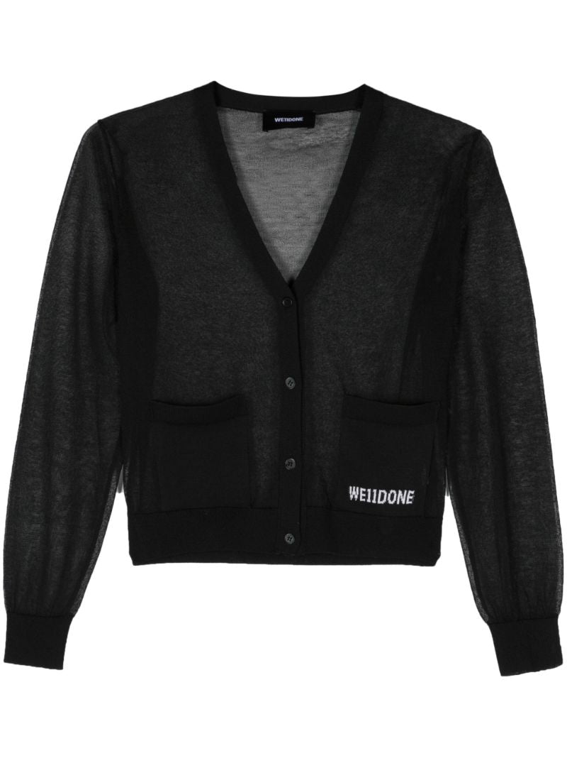 Black Sheer Knitted Cardigan