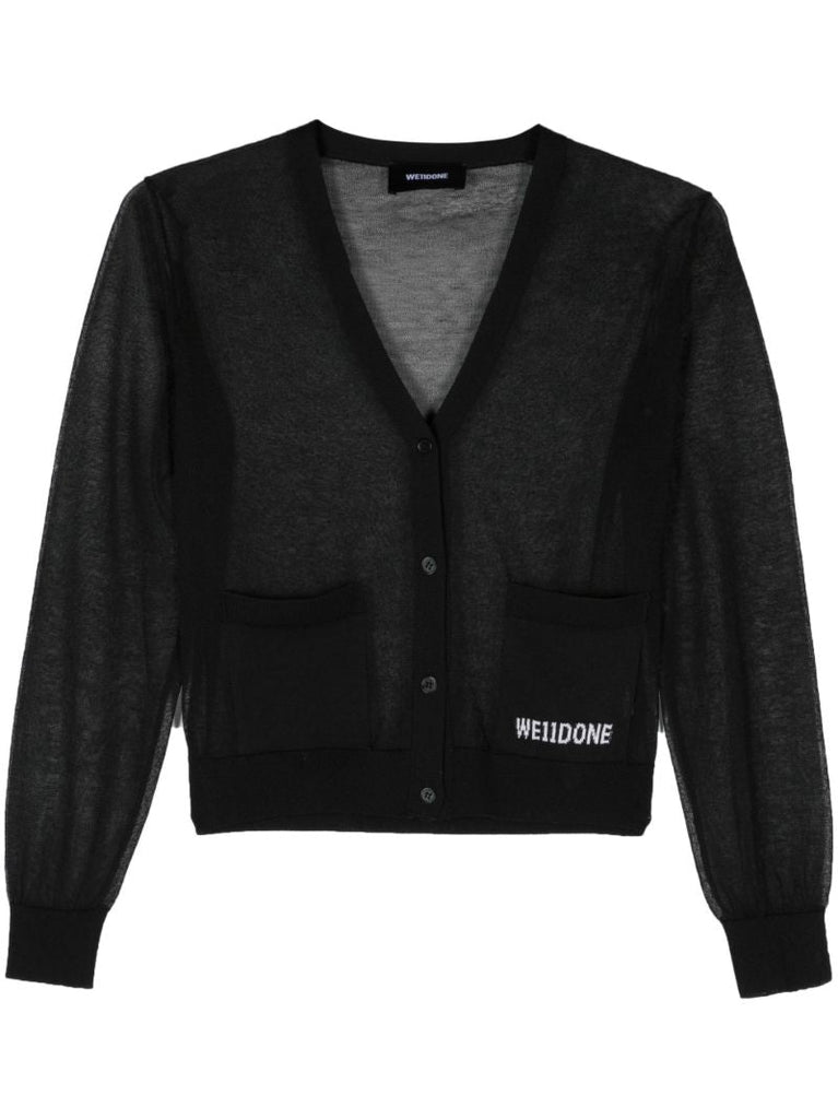 Black Sheer Knitted Cardigan