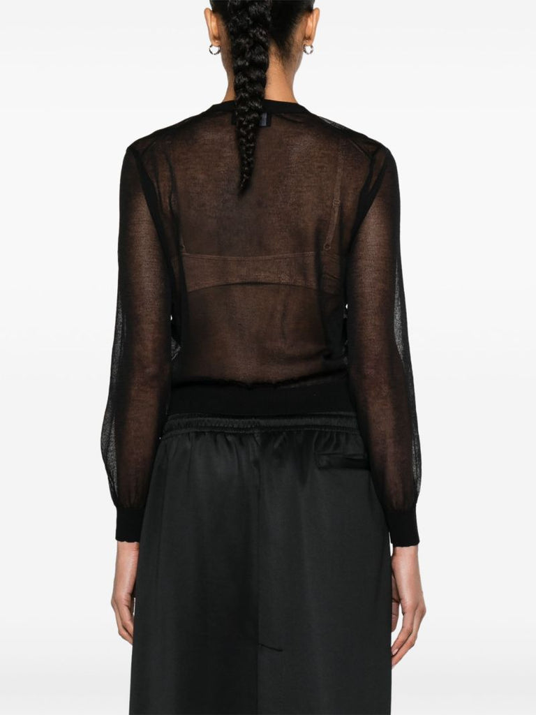 Black Sheer Knitted Cardigan