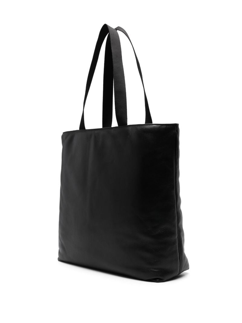 Black Vlogo Signature Leather Tote Bag
