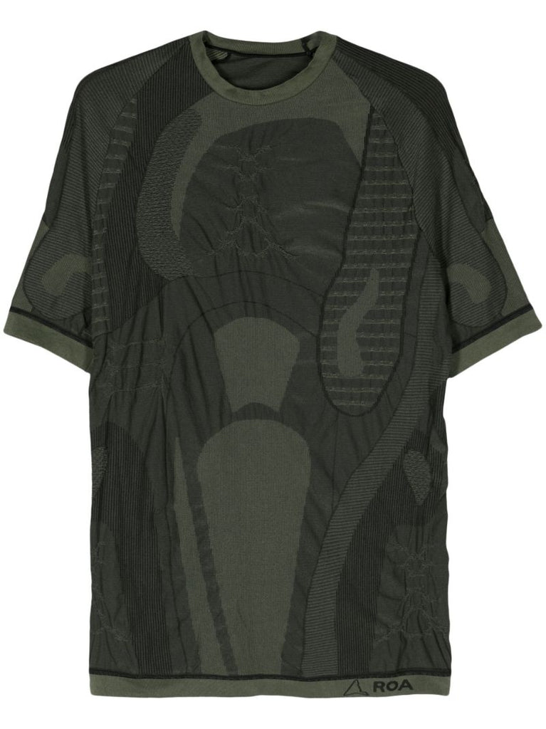 Green Seamless Panelled T-shirt