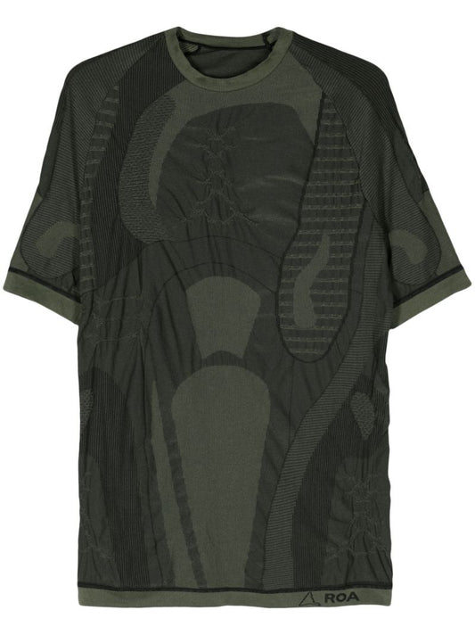Green Seamless Panelled T-shirt