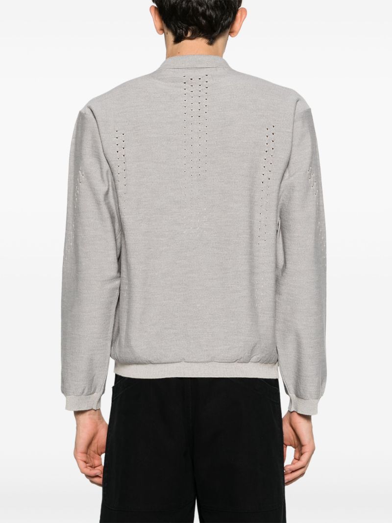 Grey Cut-out Polo Sweater