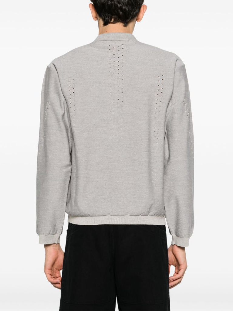 Grey Cut-out Polo Sweater