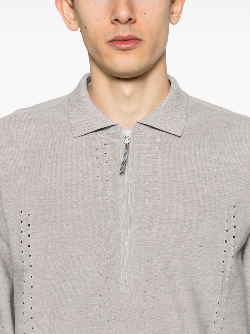 Grey Cut-out Polo Sweater