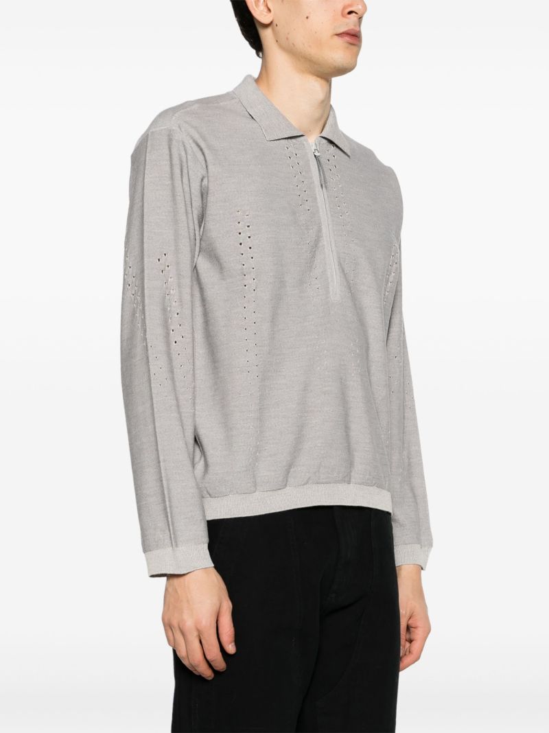 Grey Cut-out Polo Sweater
