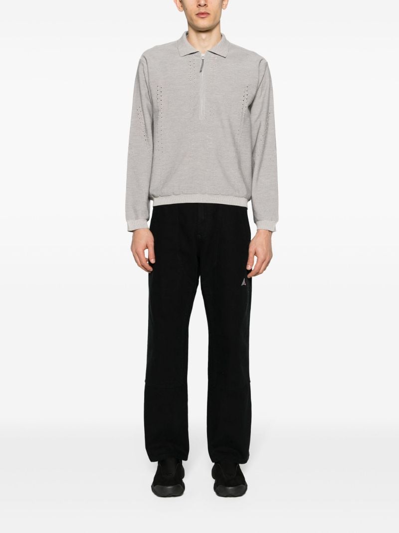 Grey Cut-out Polo Sweater