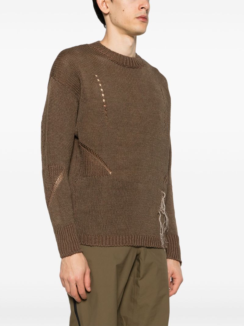 Brown Cut-out Crew-neck Sweater