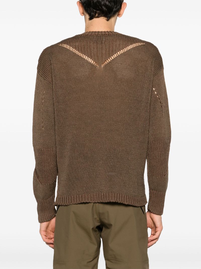 Brown Cut-out Crew-neck Sweater