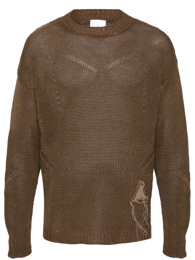 Brown Cut-out Crew-neck Sweater