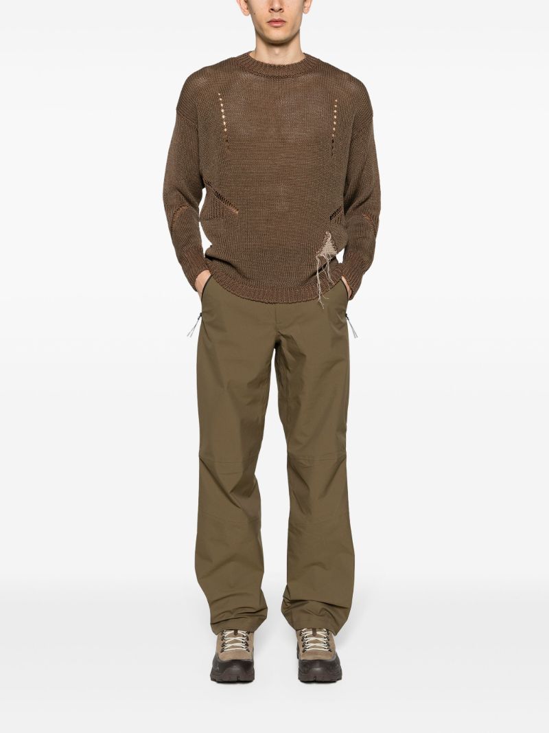 Brown Cut-out Crew-neck Sweater